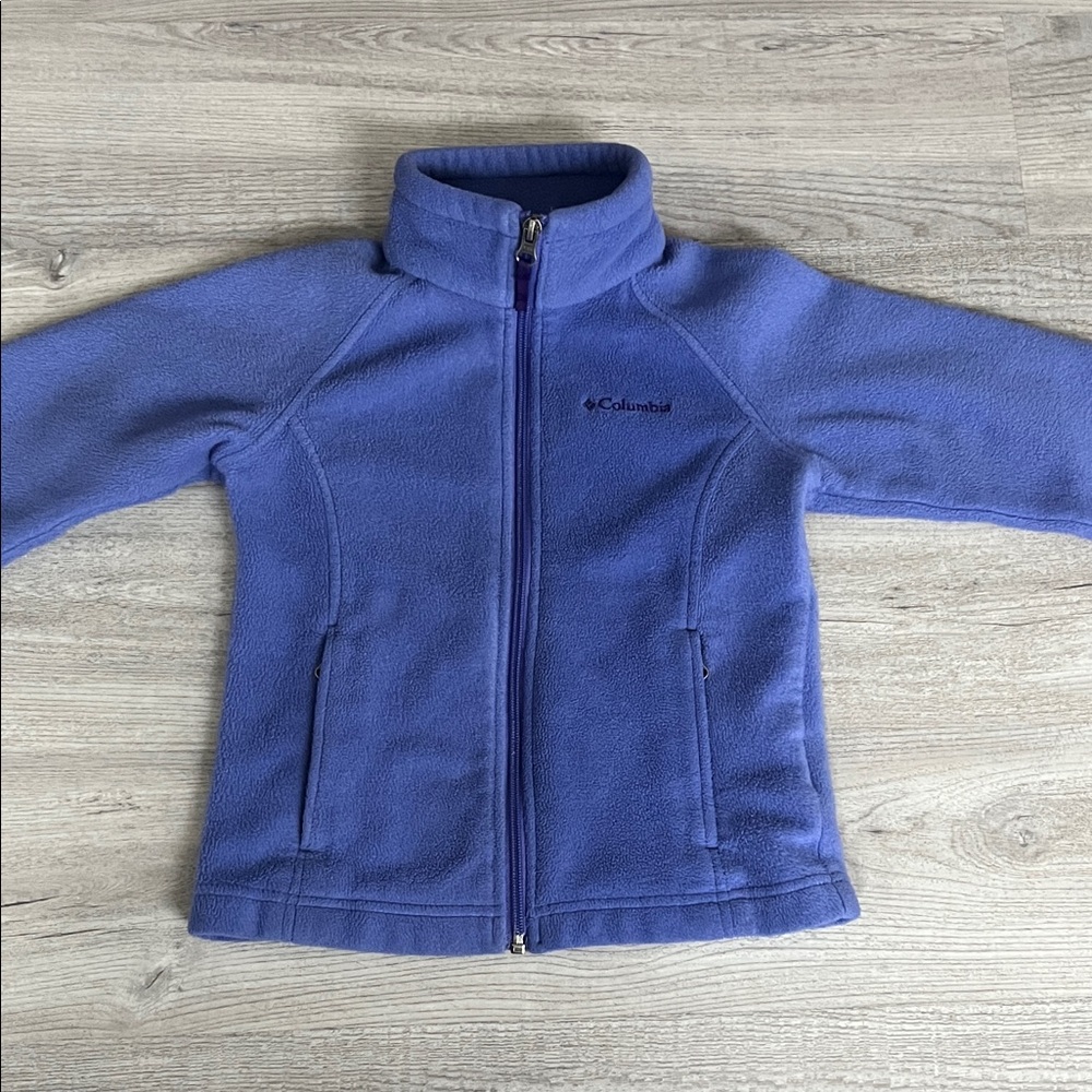 Columbia Kid’s Blue Purple Fleece Jacket with Collar and Front Pockets